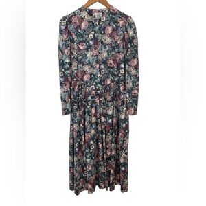 Vintage 90’s Laura Ashley Floral Full Skirt Cottage Core Prairie Dress Size 10